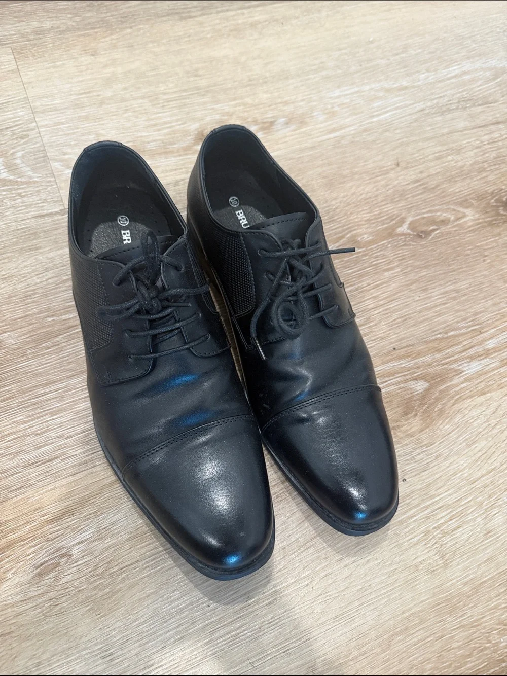 BRUNO Marc Black Cap-Toe Derby Shoes